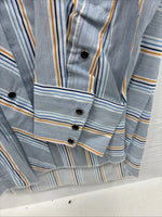 New Men’s Tem Tex Blue Yellow Stripe Long Sleeve Pearl Snap 16.5 Large V-23