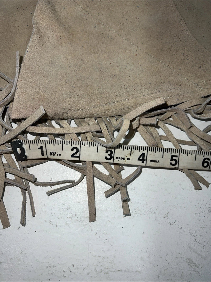 NOS Tan Show Chaps With Fringe Adjustable Waist 37” I-75