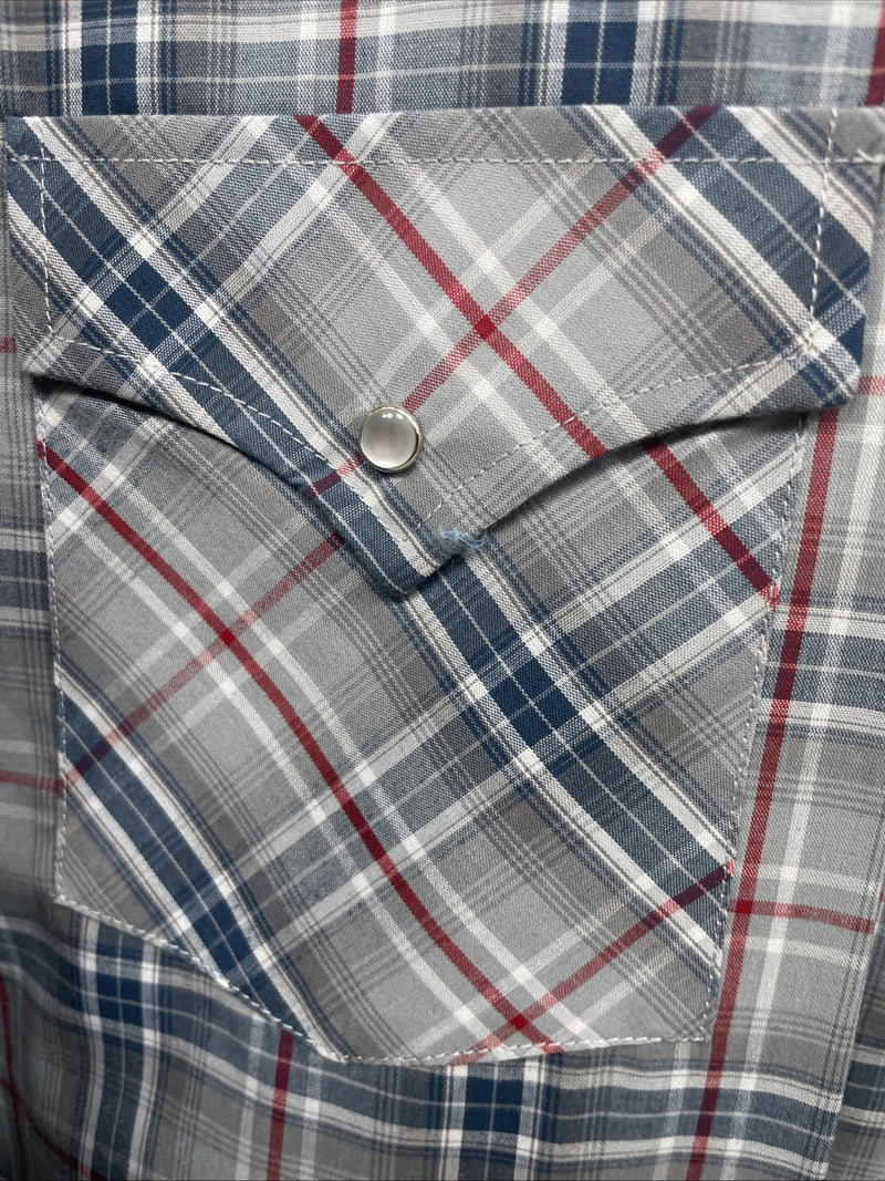 New Men’s ELY Cattleman Blue Gray Long Sleeve Pearl Snap 3XL E-35 