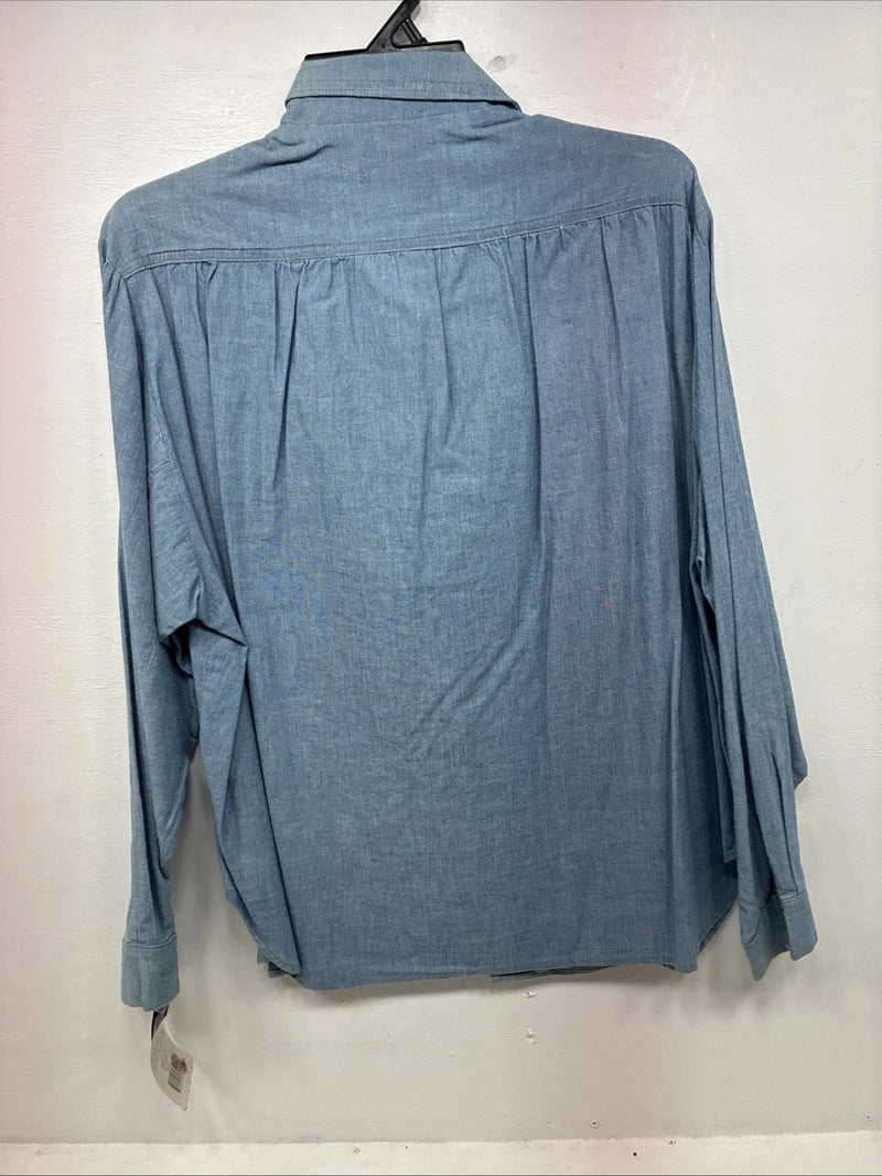New Women’s Pioneer Wear Blue Long Sleeve Button Up Size 14 KK-116