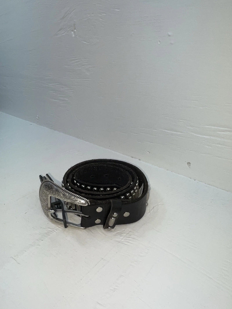 New Black Genuine Leather Nocona Silver Stud 32” Belt #N1311999 Z-133