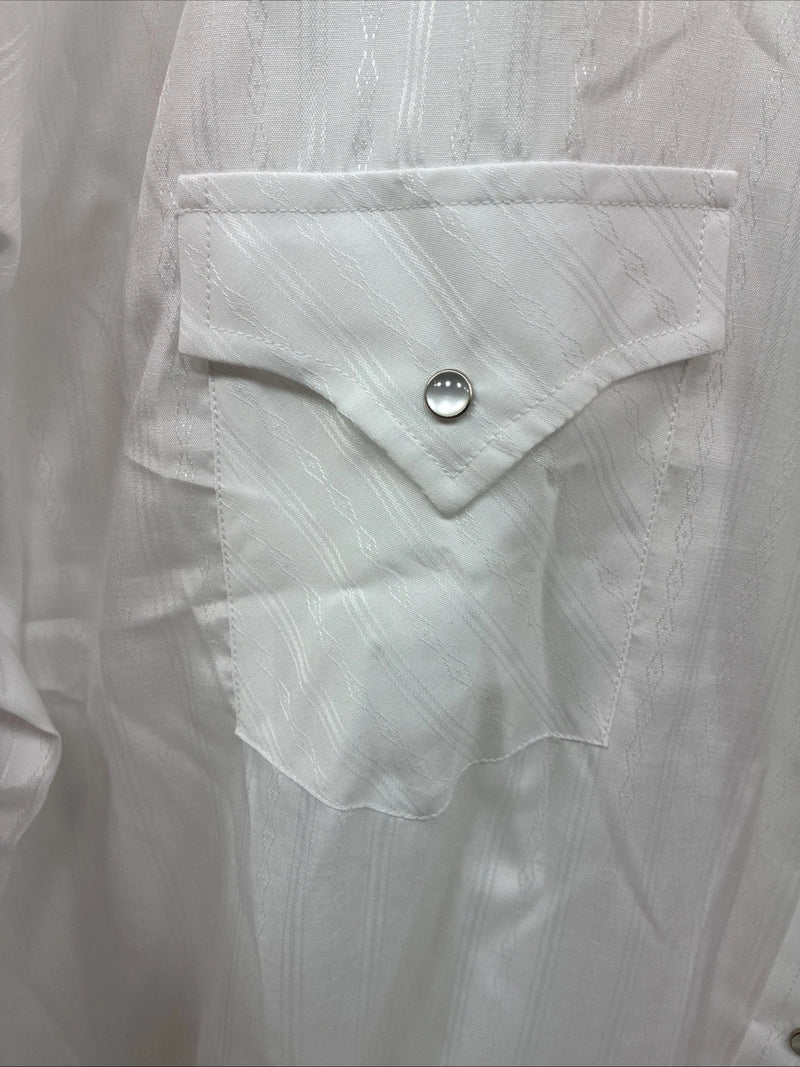 New Men’s ELY Cattleman White Stripe Long Sleeve Pearl Snap 18.5 X 35 2XL F-64