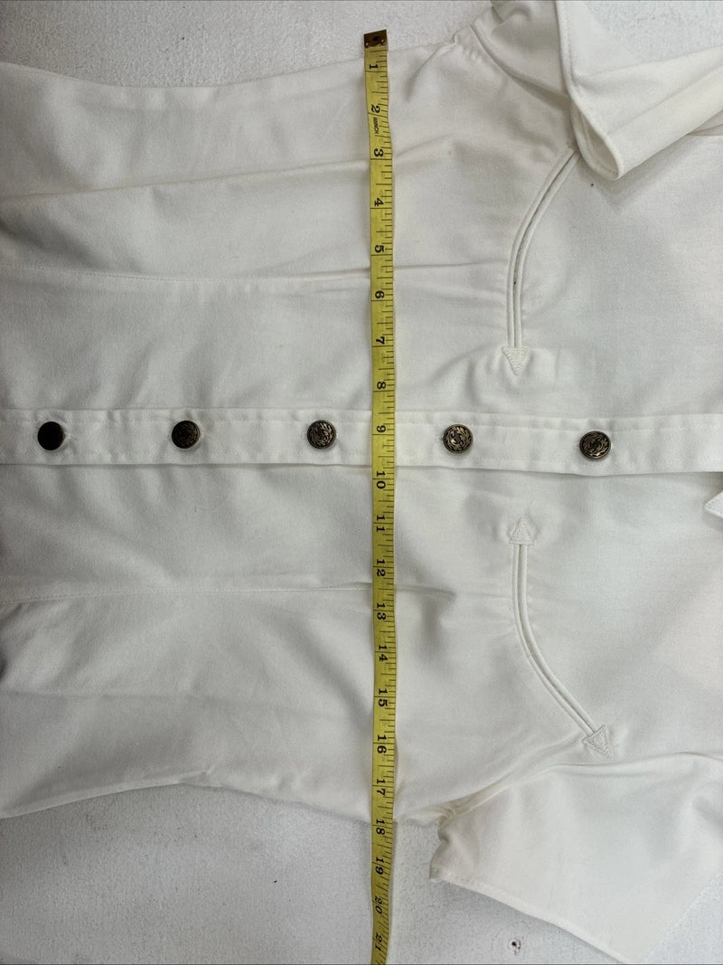 New Women’s Denũm Jeans White Short Sleeve Pearl Snap Shirt Small MM-72