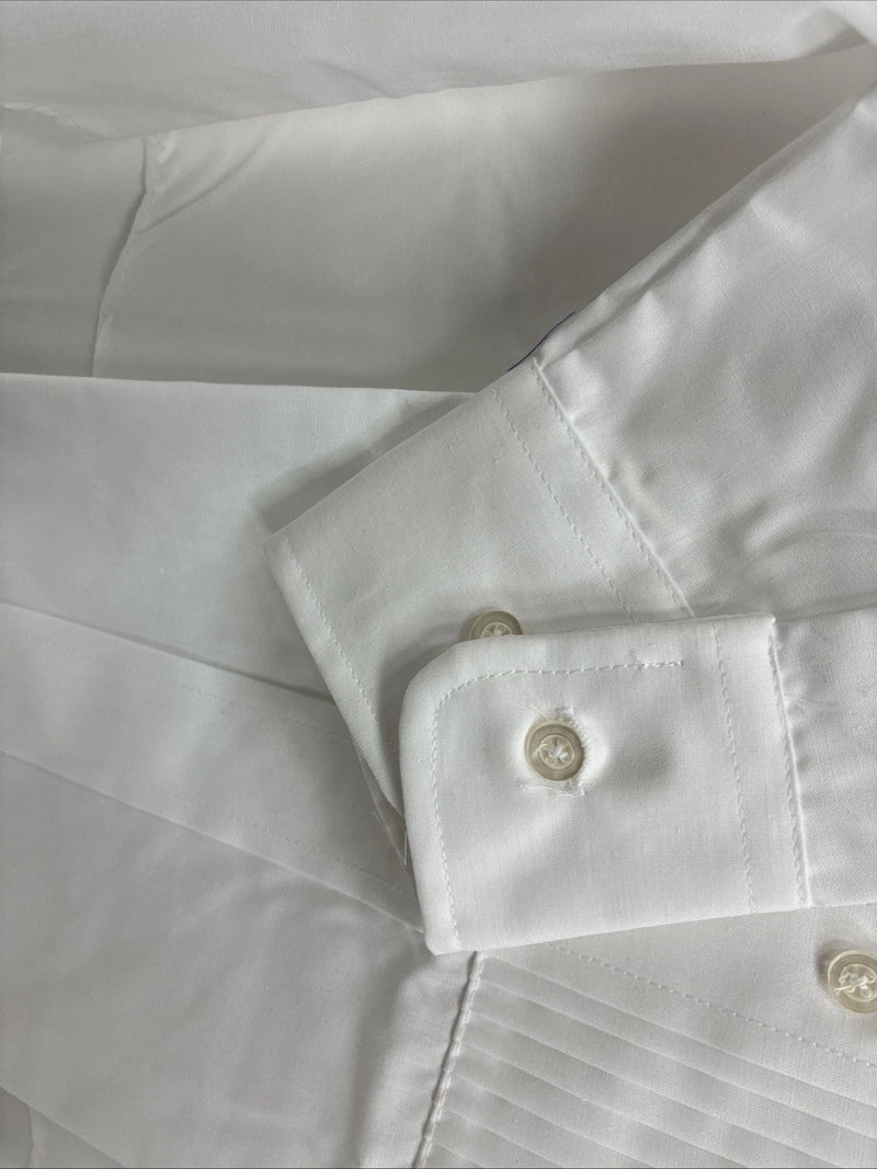 New Classix White Long Sleeve Button Up English Shirt 14-14.5 Small X-93