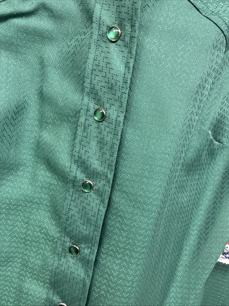 New Woman Dickson Jenkins Green Long Sleeve Pearl Snap Size 32 KK-70