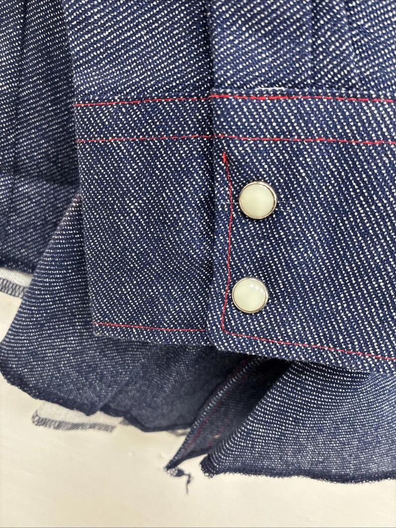 New Kids Tem Tex Blue Jean Long Sleeve Pearl Snap 14 AA-22