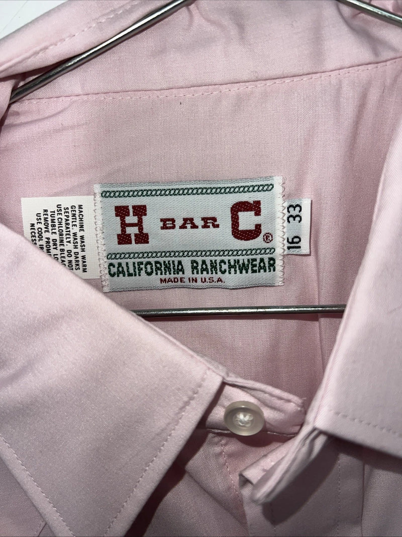 New Men’s Pink HbarC Ranchwear Pearl Snap Long Sleeve Shirt. 16x33 L P-50