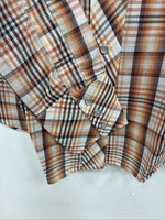New Kids Panhandle Slim Orange Plaid Long Sleeve Pearl Snap 12 LL-36