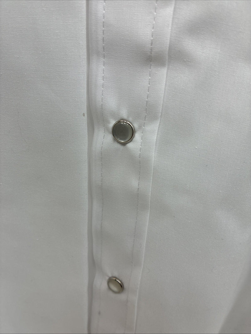 New Men’s ELY Cattleman White Black Embroidered Long Sleeve Pearl Snap XL H-65