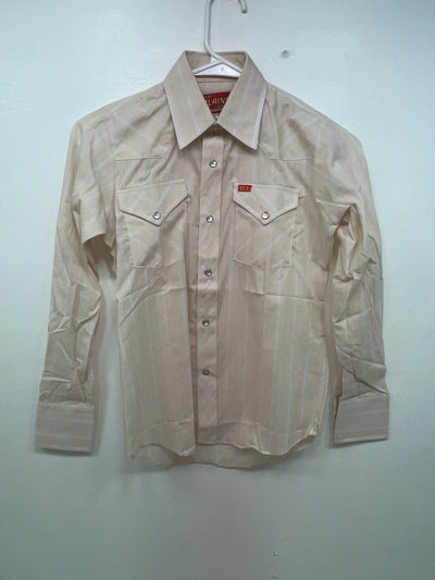 New Women’s Tan Striped ELY Plains Long Sleeve Button Up Shirt 3B-99