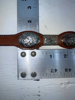 New Brown Genuine Leather M&F Silver Pendent 26” Belt #3219754 NN-35