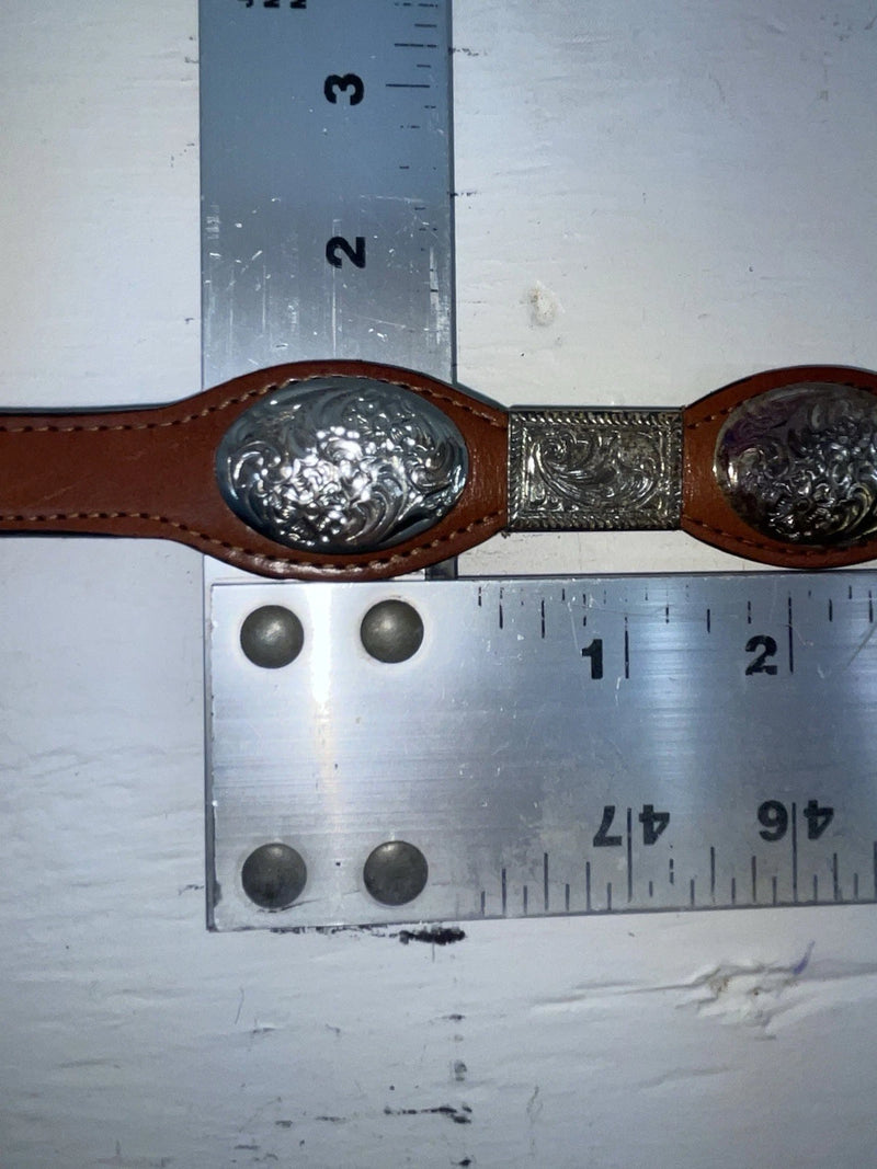 New Brown Genuine Leather M&F Silver Pendent 26” Belt #3219754 NN-35