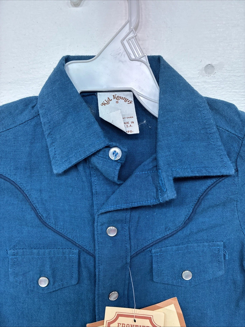 New Kids Denver Blue Long Sleeve Pearl Snap Size 2 DD-148