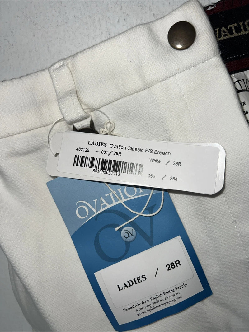New Women’s White Ovation English Classic F/S Breeches. 28 R C-31