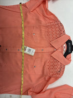 New Women’s Cumberland Pink Designed Long Sleeve Pearl Snap 2XL II-6