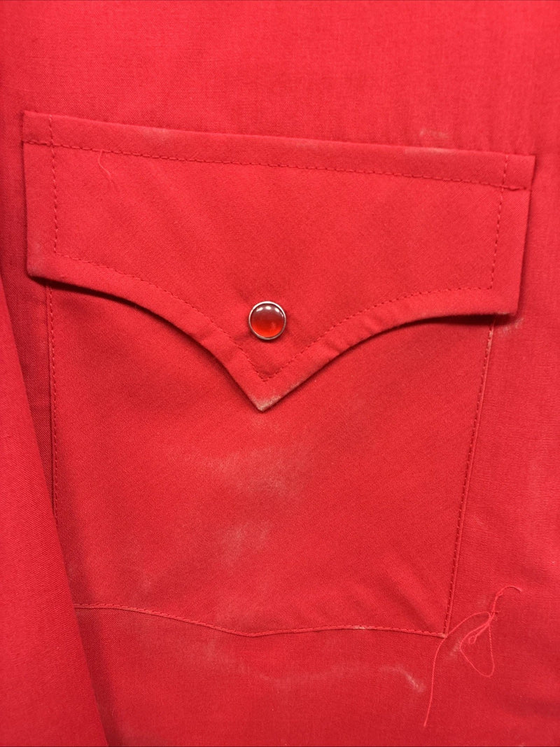 New Men’s ELY Cattleman Red Simple Long Sleeve Pearl Snap 17 XL O-70