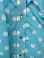New Women’s Rockmount Blue Polkadot Long Sleeve Pearl Snap Size 32 KK-97