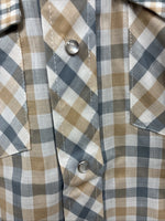 New Men’s Stockman Yellow Grey Plaid Long Sleeve Pearl Snap 14.5 Small X-37