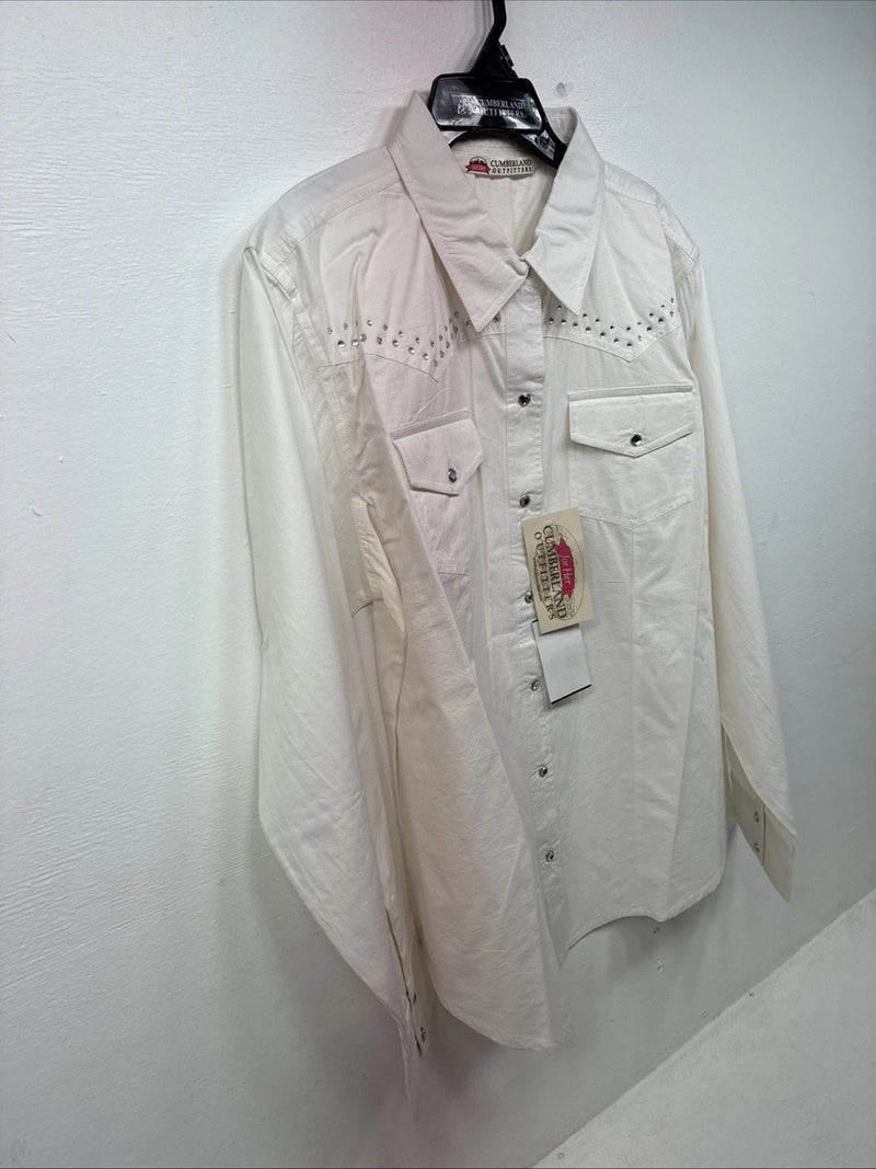 New Women’s Cumberland White Gen Long Sleeve Pearl Snap 1XL GG-88