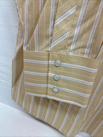 New Men’s White Horse Yellow Stripe Long Sleeve Pearl Snap 2XL H-27