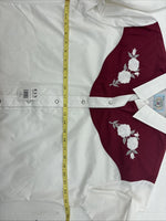 New Women’s Country Charmers White Rose Design Long Sleeve Pearl Snap XL GG-52