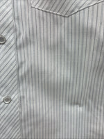 New Kids White Horse Gray Stripe Long Sleeve Pearl Snap Large DD-56