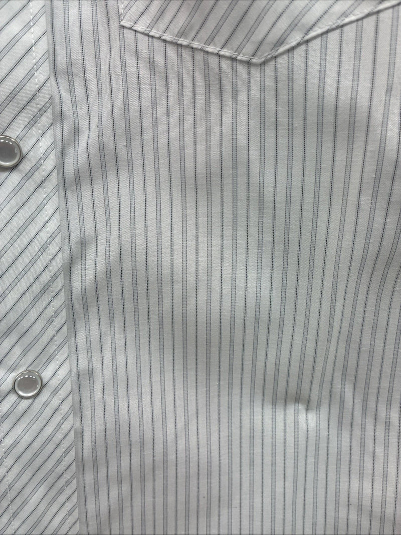 New Kids White Horse Gray Stripe Long Sleeve Pearl Snap Large DD-56