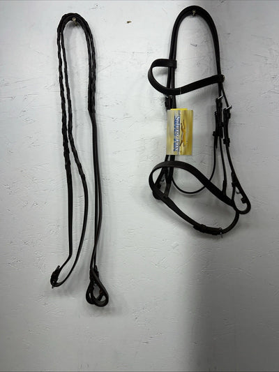 New Silver Fox Brown Cob Snaffle Bridle #20-1135-7-0 BB-16