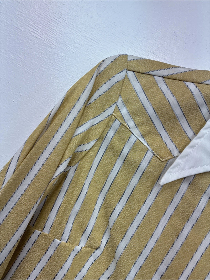 New Women’s Fenton Yellow White Stripe Long Sleeve Button Up Size 14 KK-99