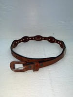 New Brown Genuine Leather M&F Silver Pendent 26” Belt #3219754 NN-35
