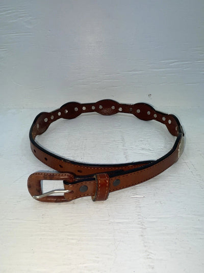 New Brown Genuine Leather M&F Silver Pendent 26” Belt #3219754 NN-35