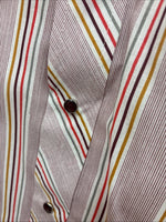 New Men’s Tem Tex Pink Multicolor Stripe Long Sleeve Pearl Snap 16 Large M-27