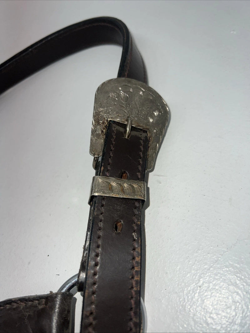 New Brown Leather Full Horse Show Halter Silver Buckles 3C-16