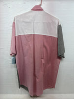 New Men’s Cowboy Threads Pink Gray Short Sleeve Button Up Large CC-39