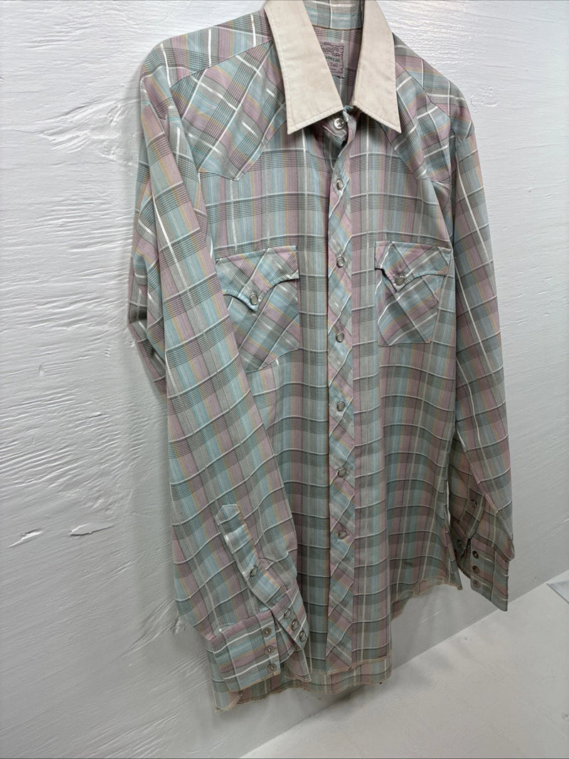 New Men’s H Bar C Multiple Color Long Sleeve Flannel Pearl Snap 2XL H-42