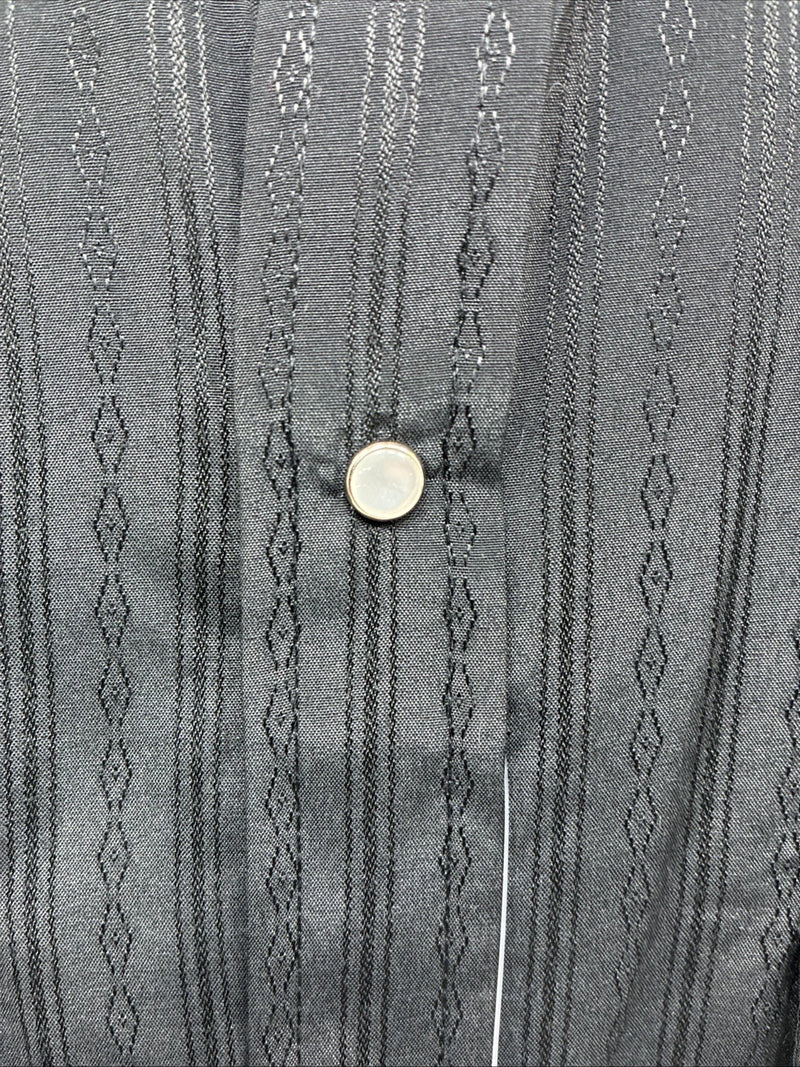 New Men’s ELY Cattleman black Stripe Long Sleeve Pearl Snap Medium J-94