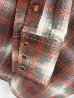 New Men’s Panhandle Slim Orange Plaid Long Sleeve Pearl Snap Small J-64