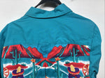 New Women’s Wrangler Blue Designed Long Sleeve Button Up Medium YY-90