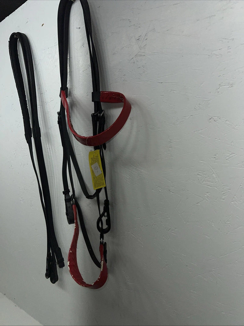 New Silver Fox Black Red Draft Bridle #20-05607-5-0 BB-9