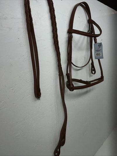 New Tough 1 Leather Brown Square Raised English Bridle And Reins #20-7556 Y-34