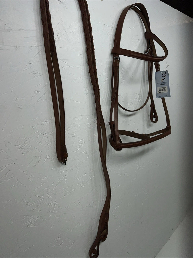New Tough 1 Leather Brown Square Raised English Bridle And Reins #20-7556 Y-34