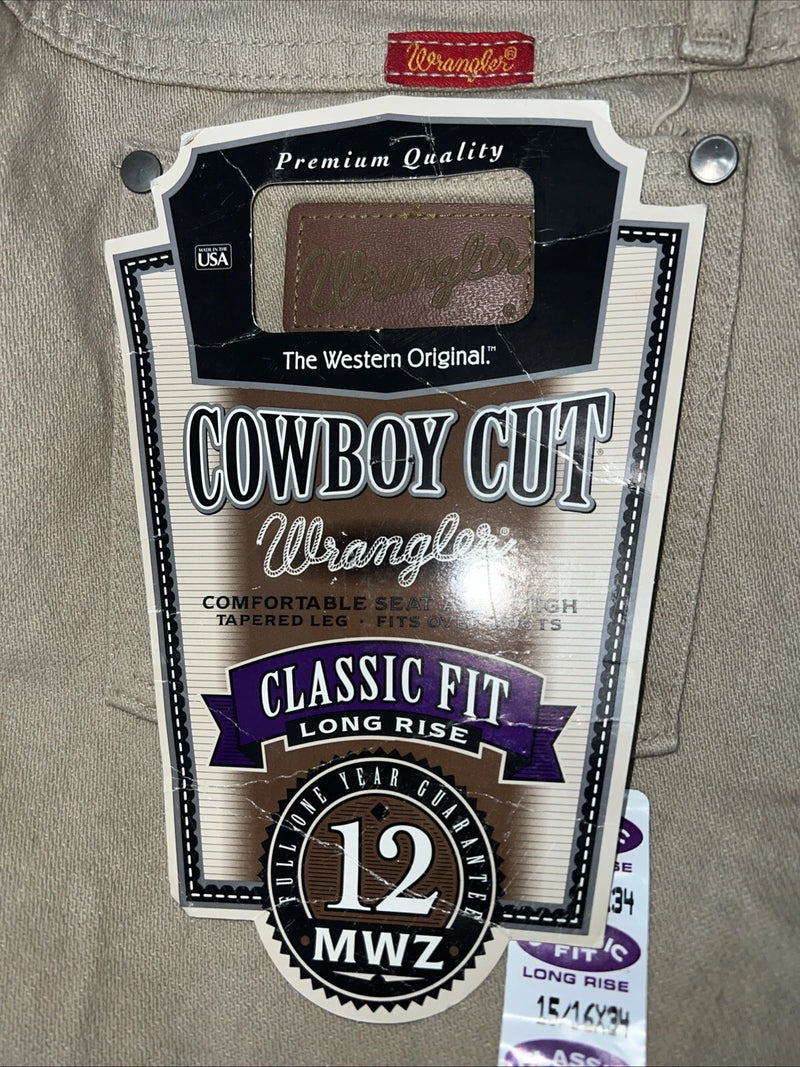 New Men’s Tan Cowboy Cut Classic Fit Wrangler Jeans. 15/16x34 G-14