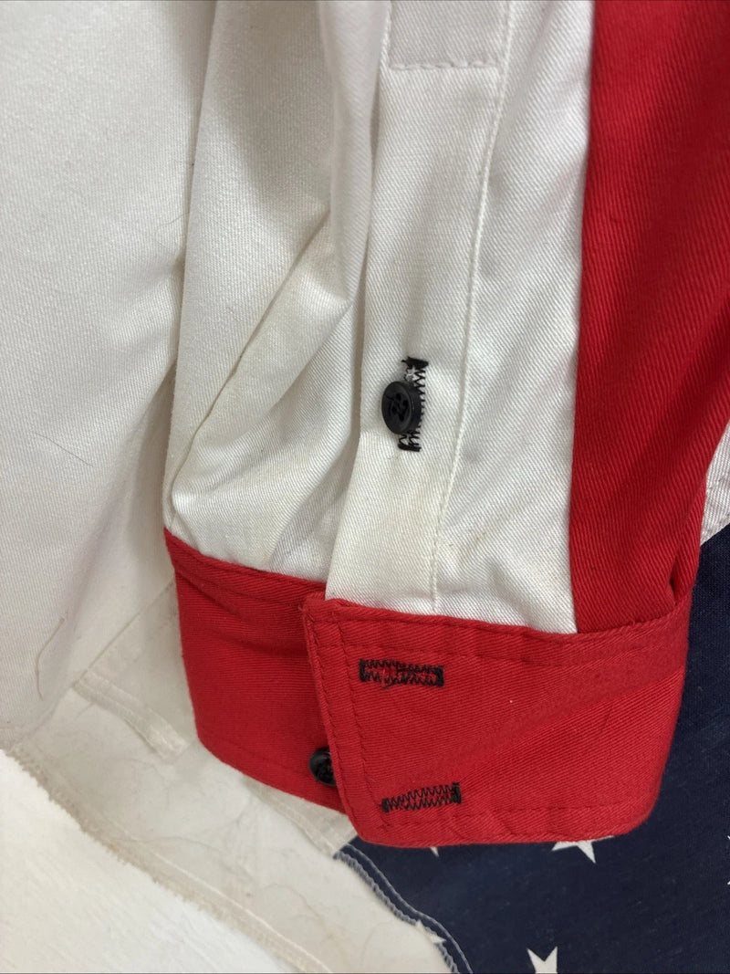New Men’s Cowboy Threads Red White Blue Long Sleeve Button Up Large Q-57