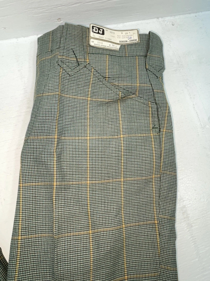 New Vintage Green Checkered Dickson Jenkins Polyester Pants #2213 ZZ-32