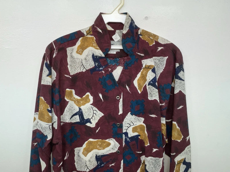 New Men’s Maroon Cowboy Threads Long Sleeve Button Up Shirt M #7904 3B-56
