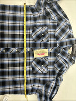 New Women’s Cumberland Blue Black Plaid Long Sleeve Pearl Snap 2XL GG-36