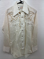 New Men’s Karman Yellow Embroidered Long Sleeve Pearl Snap 15 Medium M-88