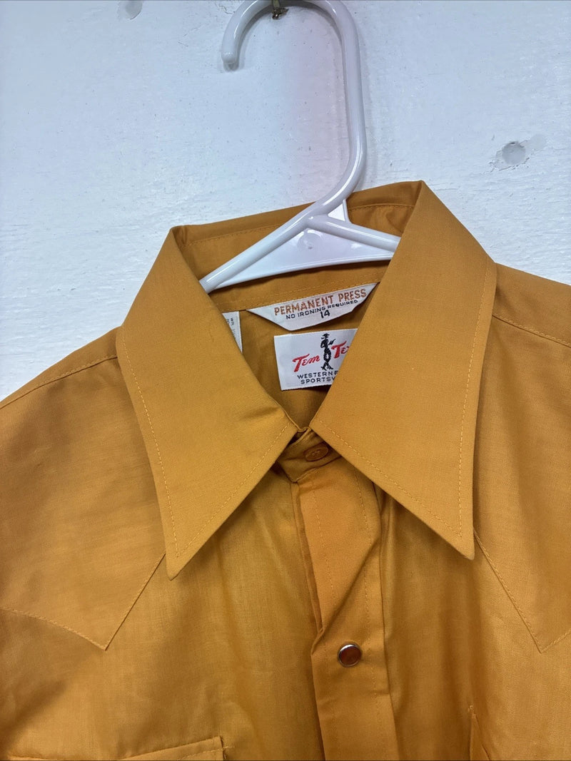 New Women’s Tem Tex Orange Long Sleeve Pearl Snap Size 14 LL-12