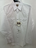 New Men’s ELY Cattleman Simple White Long Sleeve Pearl Snap 15.5 Medium K-56