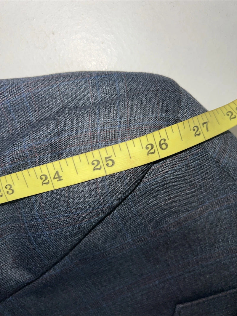 New Men’s Circle S Blue Plaid Suit Jacket 48R #25832 X-607